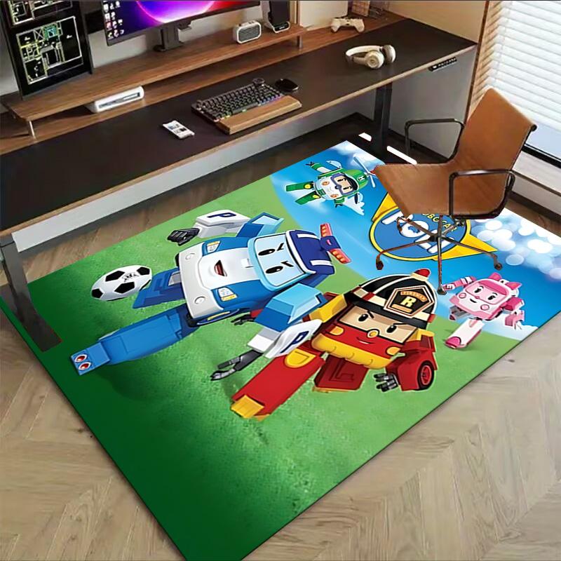 1 шт. Ковер Robocar Poli для приключений в игровой комнате, спальне, гостиной, на диване, декор для дома, детский коврик для игровой зоны, нескользящий коврик для пола Y730153
