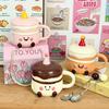 Кружка с крышкой для торта на день рождения милая чашка керамическая для девушки высокая ценность подарок стакан для воды для девушки кофейная чашка