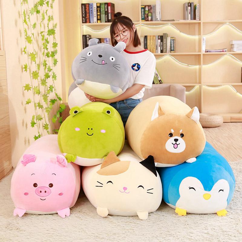 25CM Soft Animal Cartoon Pillow Cushion Cute Fat Dog Cat Totoro Penguin Pig Frog Plush Toy Stuffed Lovely Kids Birthyday Gift