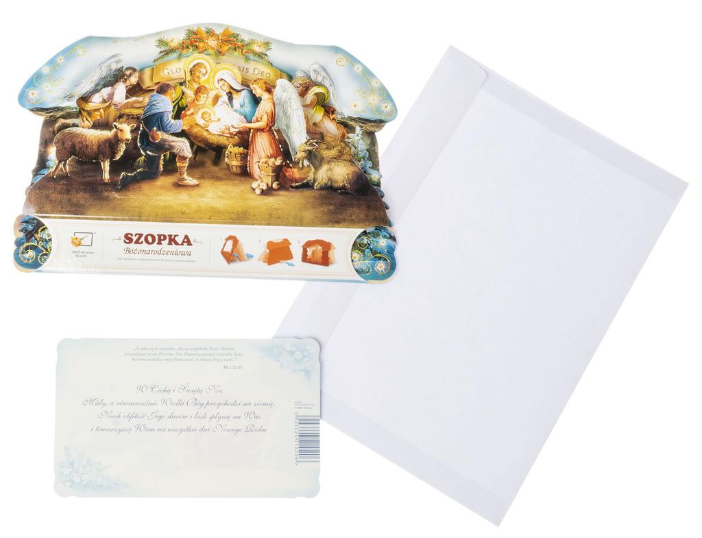 Szopka bożonarodzeniowa papierowa, duża z brokatem