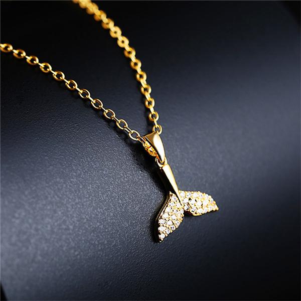 Ювелирные изделия Подарки Цепь Дельфины Кулон Рыбий Хвост Ожерелье Серебро Золото Цвет