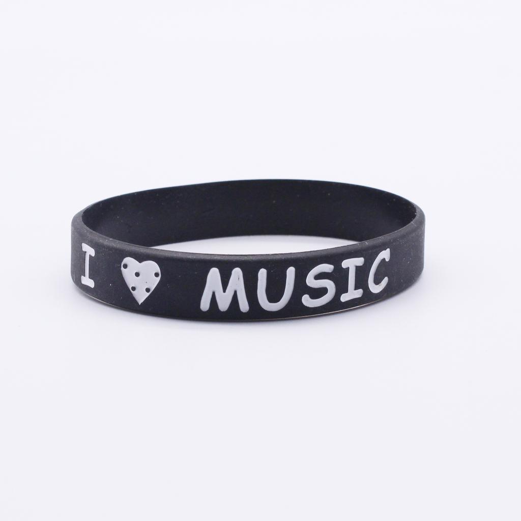 1PCS ILoveMusic Wristband Men Women Silicone Rubber Bracelets&Bangles for Birthday Party Bangles Rock Music Fans Jewelry Gift