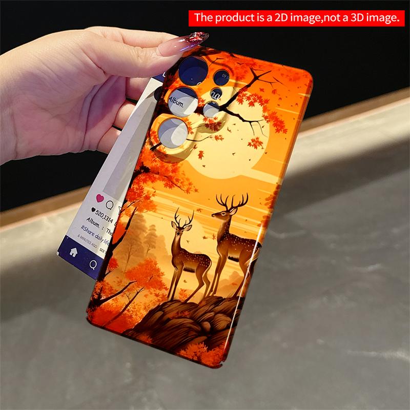 2DFlat Samsung phone case Autumn Deer Sunset Landscape Applicable to Galaxy S23 S24 S25ULTRA S26 A12 A14 A15 A16 A54 A55