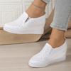 Туфли на толстой подошве со скрытым танкеткой для женщин, однотонные дышащие повседневные кроссовки, женские удобные белые кроссовки на платформе