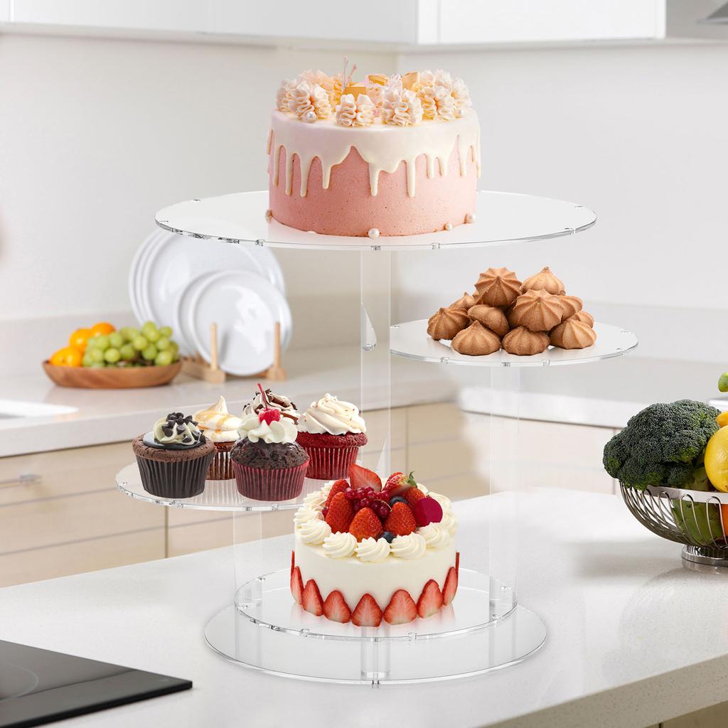 4-х уровневая акриловая подставка для торта, поднос для десерта, кекса, держатель для светящейся витрины, украшение для дня рождения, большой емкости, сейф