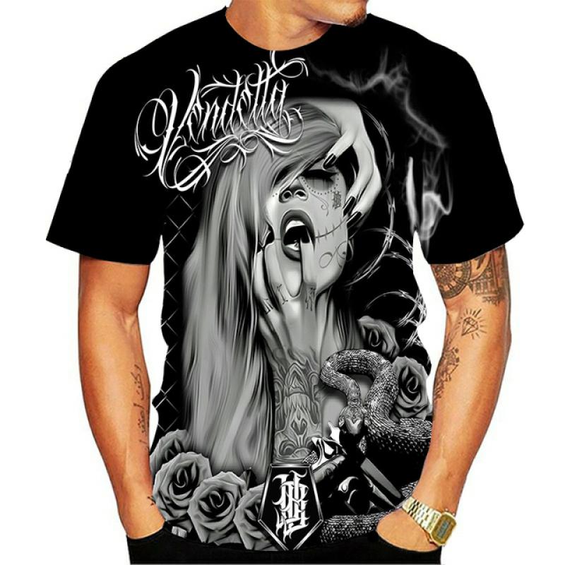 Men's Y2k T-Shirt Short Sleeve Indian Graphic 3D Print Top Oversize Streetwear Fashion Tee Harajuku Hip Hop Vintage Men Clothing