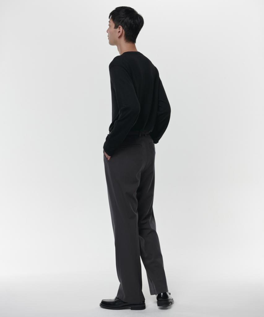 MUSINSA STANDARD Reverse One-Pleat Wide Hidden Banding Slacks [Gunmetal]