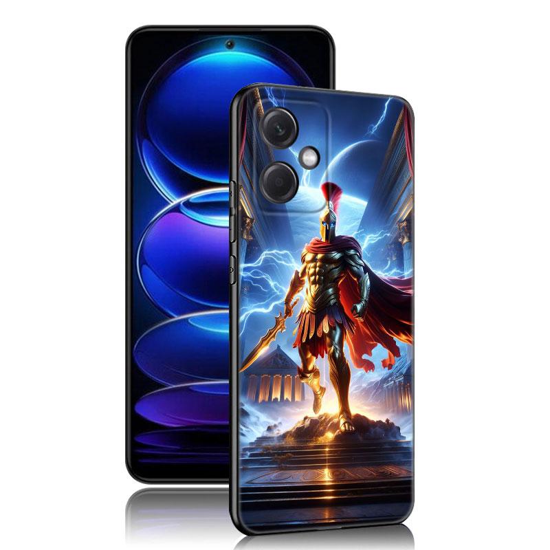 Spartan Black Silicone Phone Case For Xiaomi Redmi Note 10 11 11S 12 13 4G 8 9 11T Pro 5G Plus 8T 9S 10S 12S