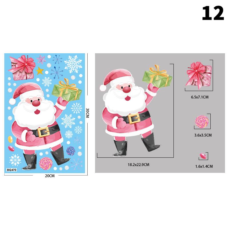 Съемная рождественская статическая ПВХ-наклейка Санта, наклейки на окна, украшающие наклейки на стену в виде снежинок, новогоднее украшение для вечеринки, украшение стекла