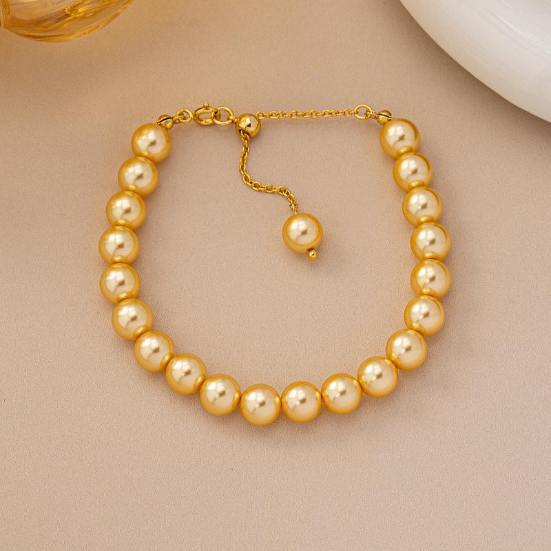 Shijia Pearl 1/8mm Nanyang Gold Bead Luxury Exquisite Bead Chain Bead String Pulling Bracelet High Quality Winter Jewelry