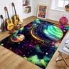 Black Background Planets with Orbits Universe Pattern Carpet Space Decor Non-Slip Soft Mat for Living Room Bedroom