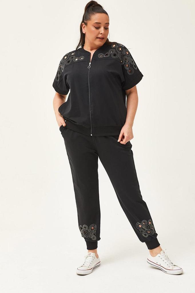 Женский модный комплект спортивного костюма большого размера, большой размер, прозрачный летний комплект с каменным принтом, зеленый спортивный костюм с короткими рукавами