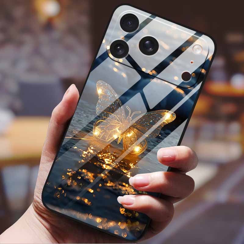 Phone Case for iphone 17 pro max iphone17 Air Tempered Glass Hard Back Cover Bumper 17pro Funda Cartoon Anime Fashion Pattern