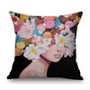 Modern Flower Head Girl Oil Painting Art Cotton Linen Sofa Throw Pillow Case Fashion Floral Lady Decoration Cushion Cover