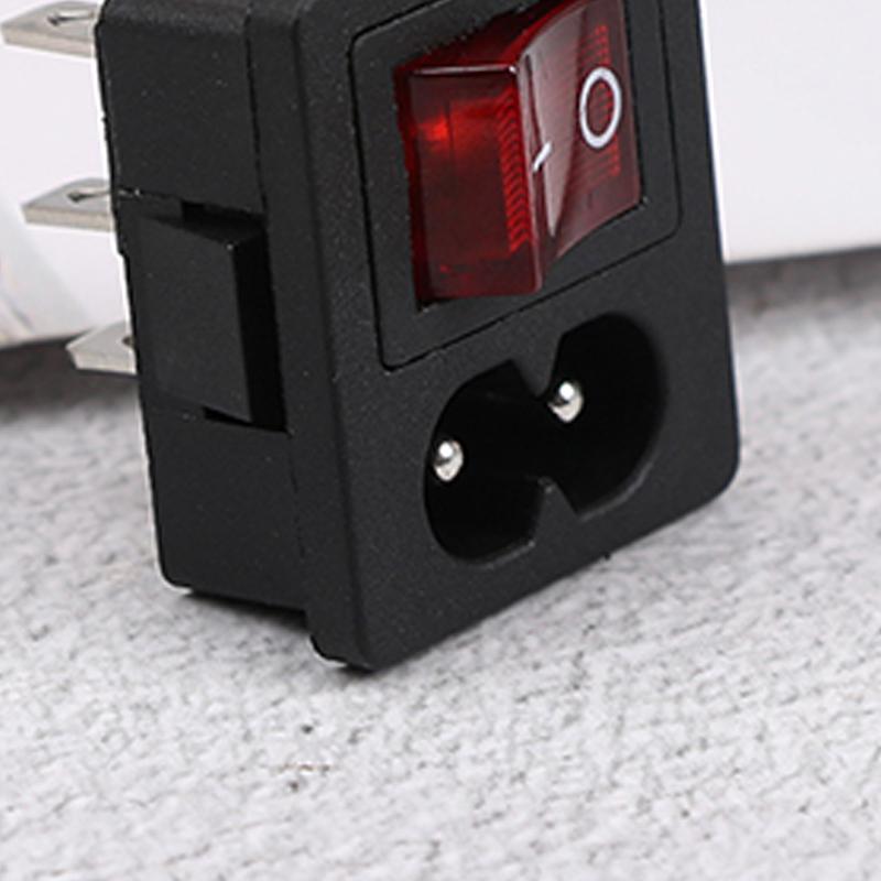 1pc 250V AC 10A Red Rocker Switch Fused Inlet Power Socket Fuse Switch Connector Plug Connectors Dielectric Intensity