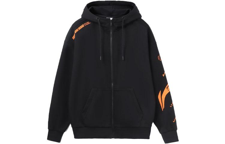 Men's Sweatshirt Li-Ning Li Ning Training Collection, Color Block Logo Print Fleece Lined Thermal Zippers