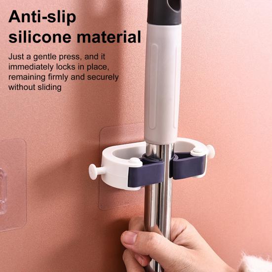Wall Mounted Mop Organizer Broom Holder Strong Load-bearing Non-Slip Design Waterproof Mop