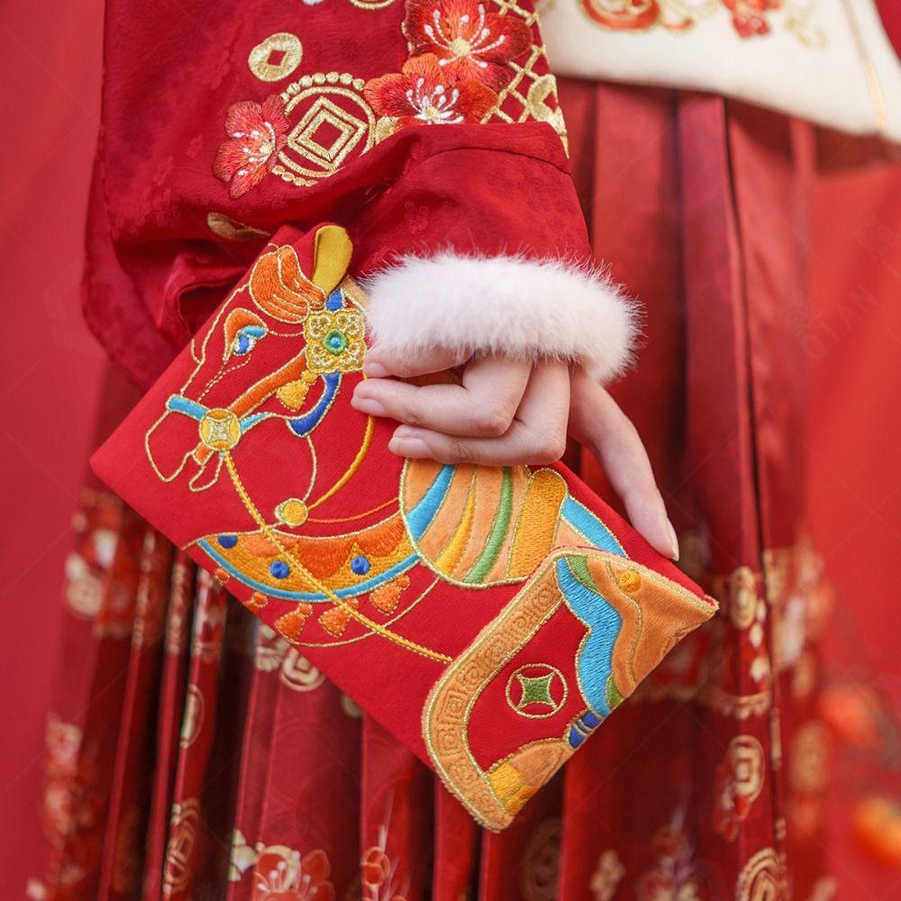 Traditional Thickened Money Envelopes Cartoon Horse Hongbao Red Envelopes  New Year Celebration