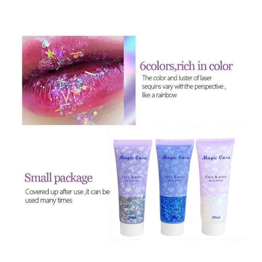 Чешуя русалки блестки гель, лицо тело губы блестки тени для век красочный поляризованный сценический макияж