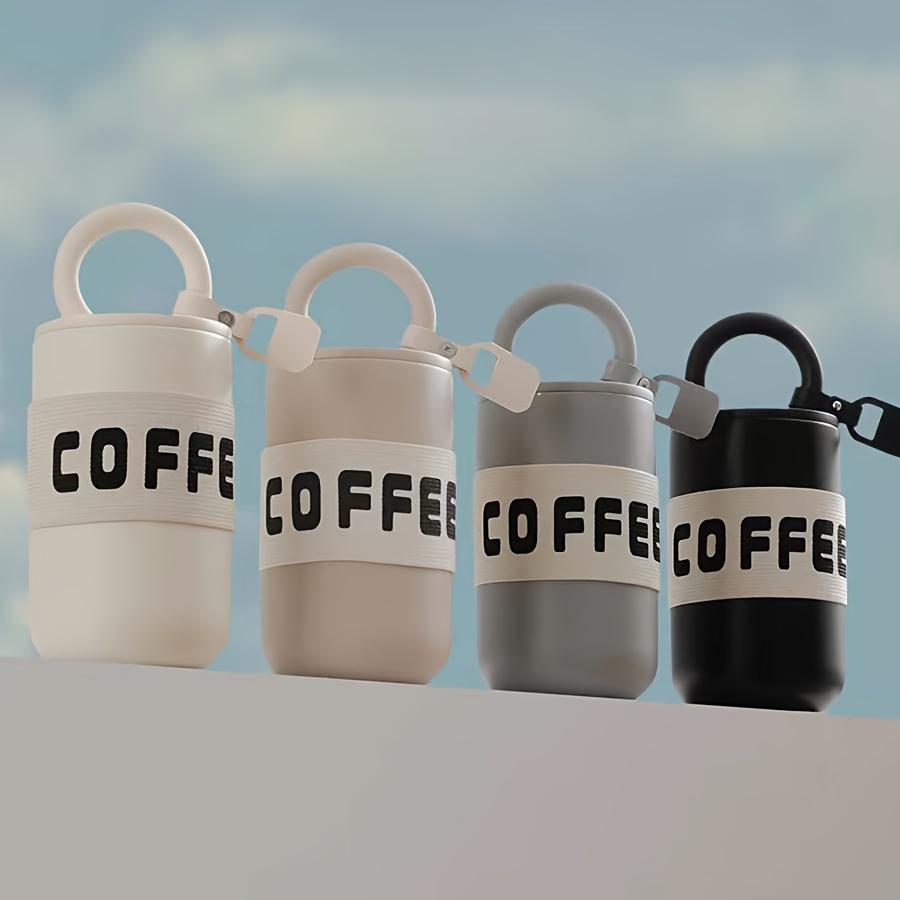 Кофейная чашка из нержавеющей стали, портативный изолированный чайник с ремнем для переноски - подходит для кемпинга на открытом воздухе, езды на велосипеде, спорта и фитнеса