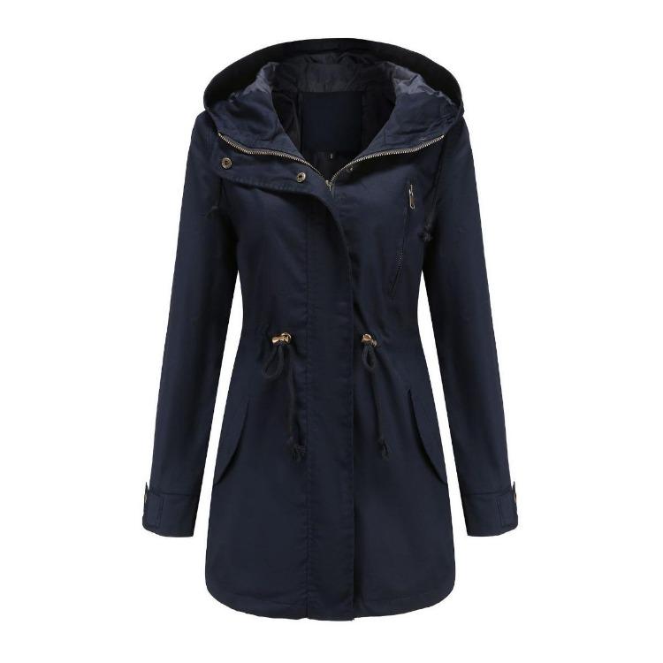 Plus Size Cotton Hooded Trench Coat Women Loose Solid Color Outerwear Spring Autumn New