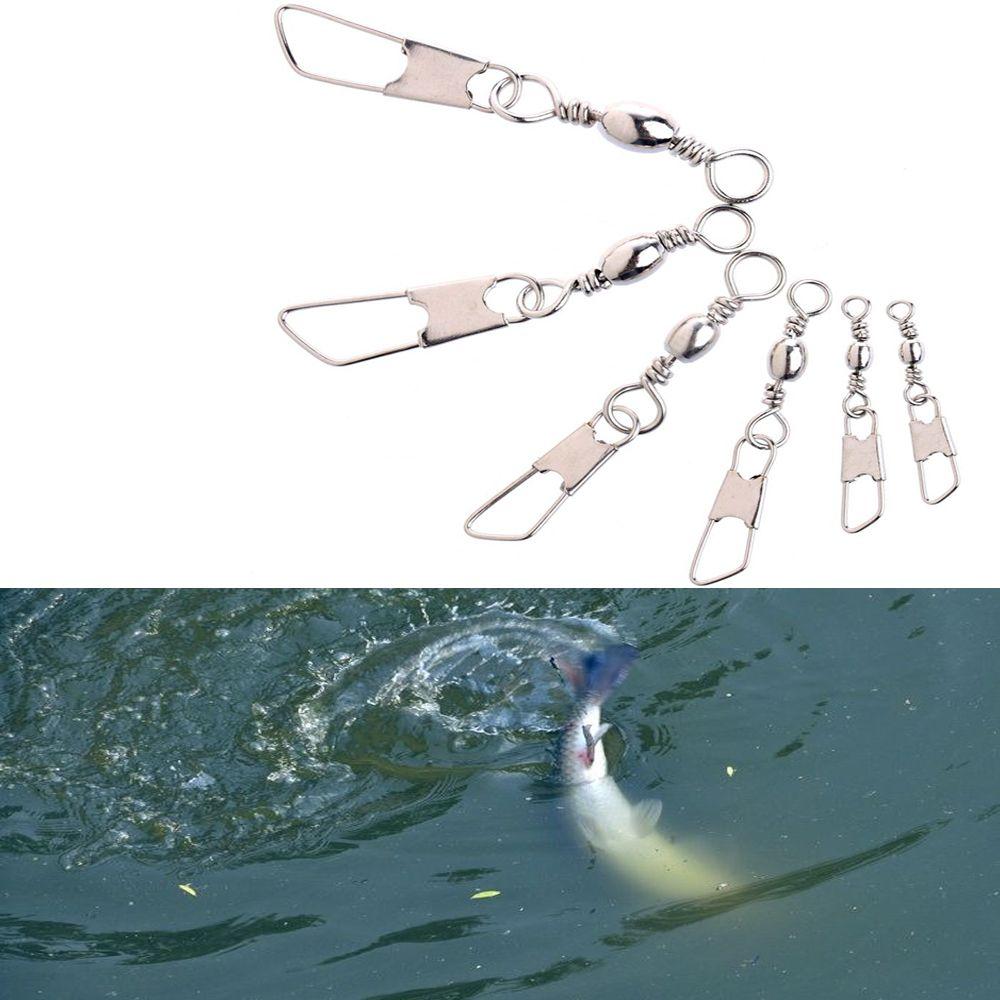 50pcs Lot High Quality Durable Barrel Swivel Fishing Connector Hanging Snap Stainless Steel