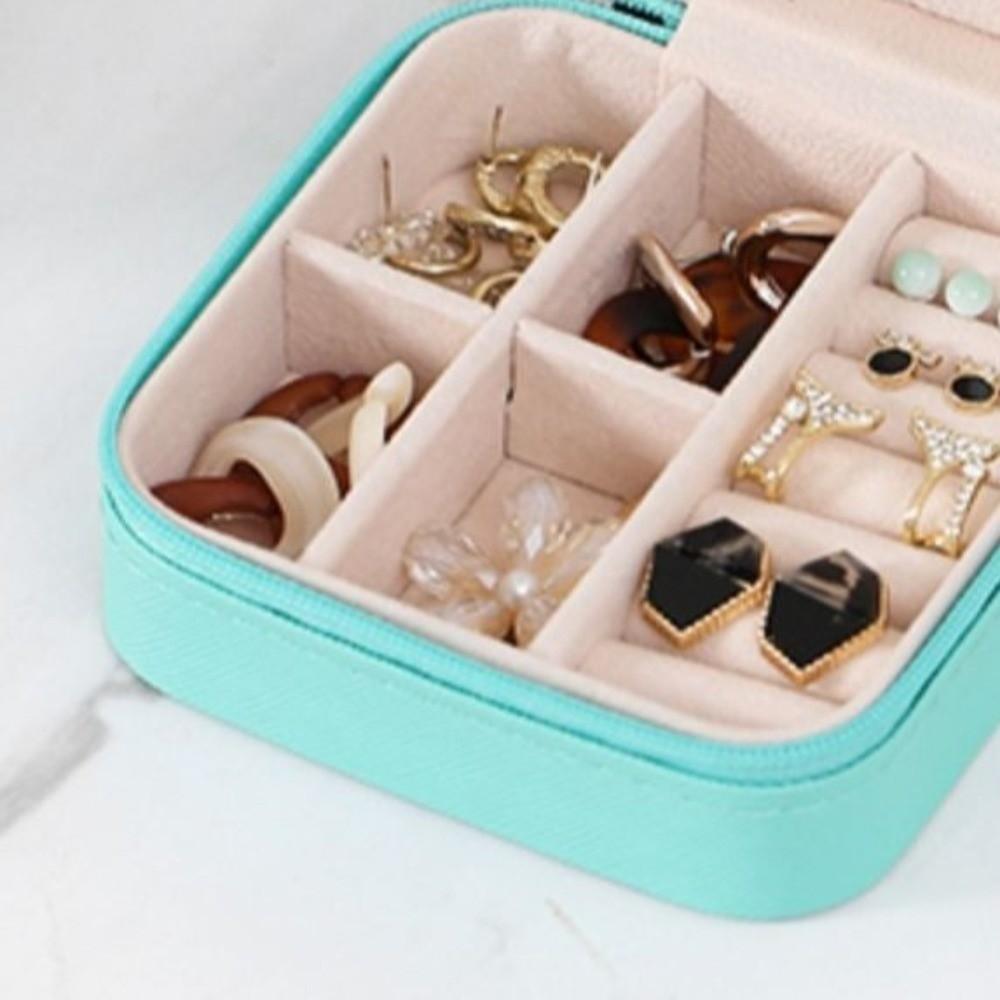 Compact Design Portable Jewelry Box Zipper Closure Jewelry Organizer Jewelers Case