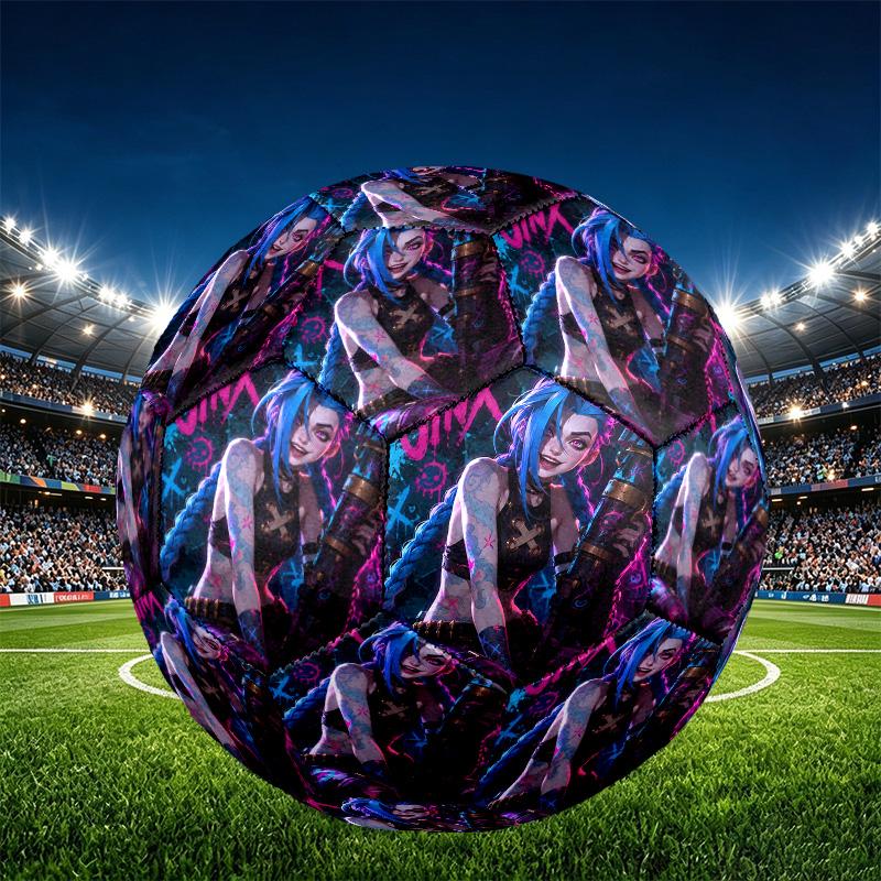 Jinx Print Size 5 Soccer Ball, PU Wear Resistant Football for Match Training and Daily Practice, Birthday Gift for Soccer Fans