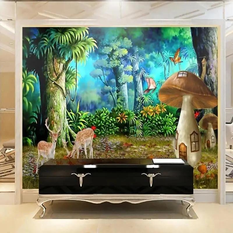 3D фотообои Лес Гриб Детская комната Фон Настенные фрески Домашний декор Обои