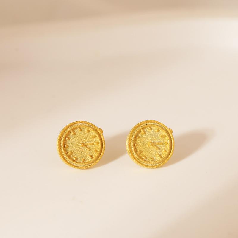 Confession 520 Маленькие золотые серьги-часы для женщин с изысканным модным темпераментом Серьги