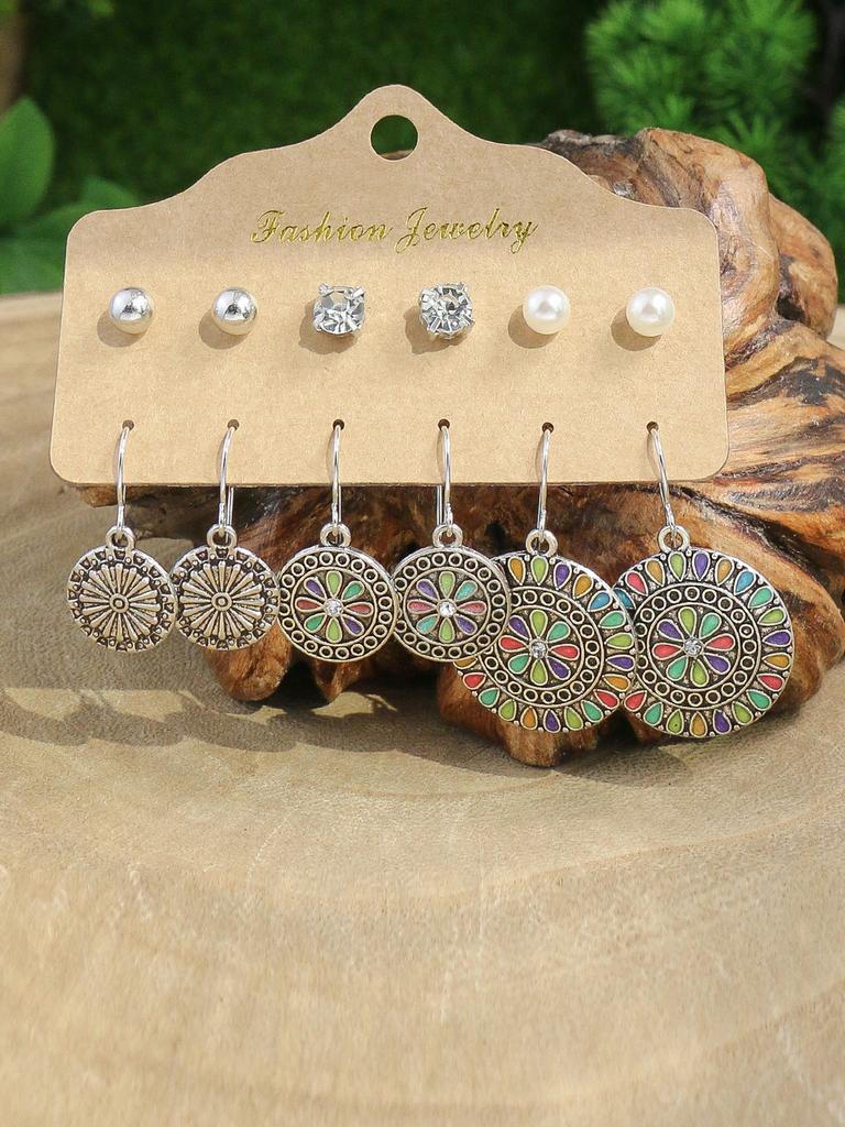 Vintage Boho Geometric Dangle Earrings for Women Ethnic Drop Earrings Jhumka Zircon Gift Ear Studs and Earrings Integrated