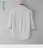 Men's Casual White Linen Shirt - Breathable, Loose-Fit, Three-Quarter Sleeve