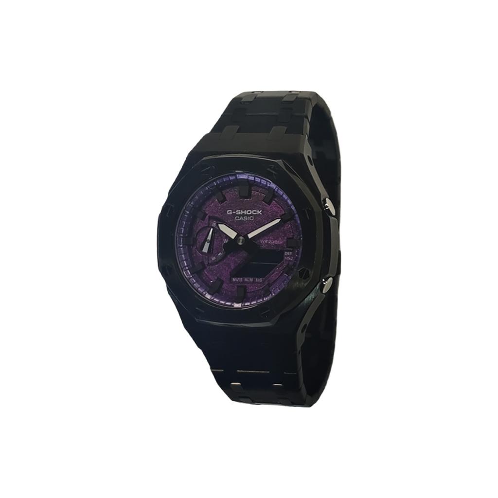 Casio Мужские часы с жидкокристаллическим и аналоговым двойным дисплеем, серия 44 мм, фиолетовые, GA-2100SKE-7A(Watch3--)