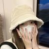 Sun Protection Pure Color Warm Caps Casual Female Hats Winter Foldable Plush Fishman Hat  Girl