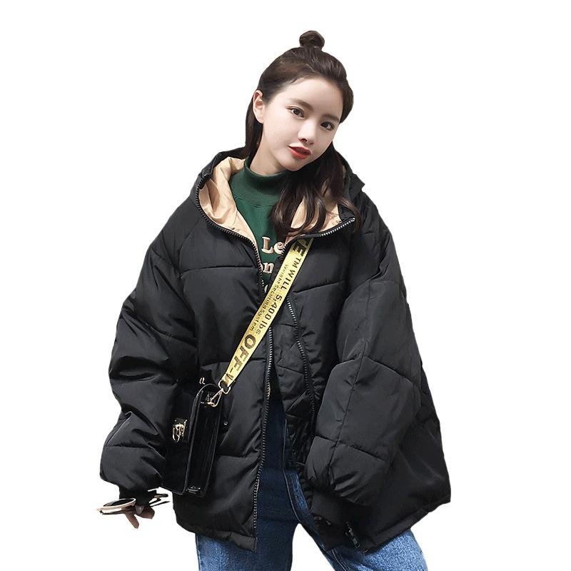 Autumn and Winter Fashion Short Cotton Jacket Women's Plus Size Hooded Jacket Thickened Warm Cotton Clothing Tide
