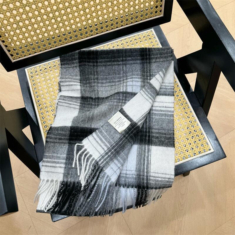 2024 Luxury Korean-Style Women's Wool Plaid Scarf - Warm, All-Season Shawl