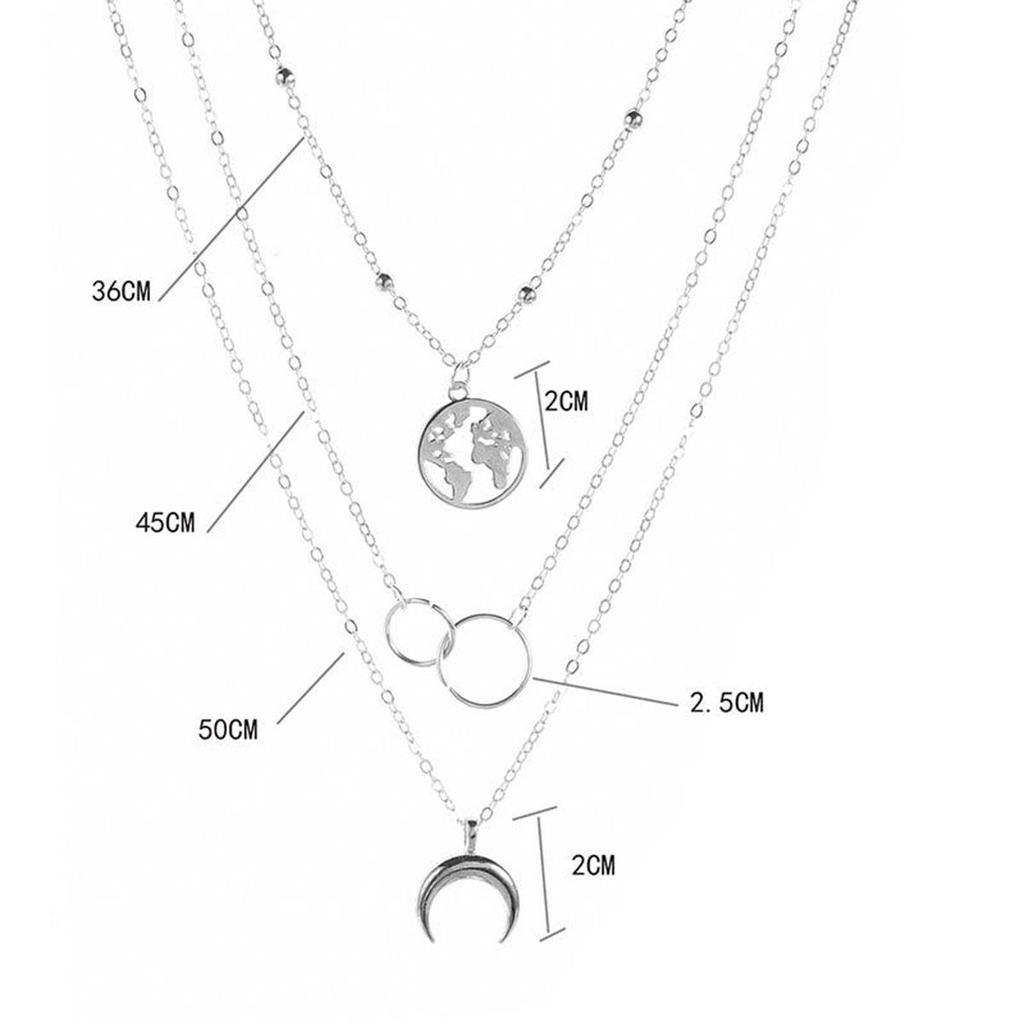 Женское ожерелье, многослойное ожерелье с подвеской в виде полумесяца и карты, модное ожерелье