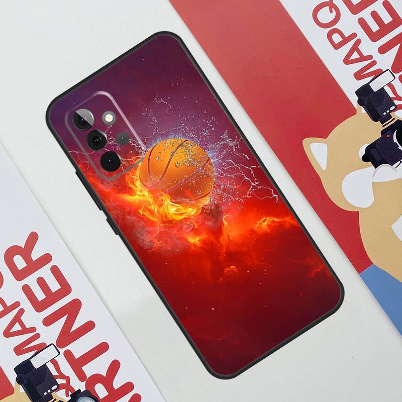 Basketball On Fire Case For Samsung Galaxy A36 A35 A55 A06 A16 A26 A56 A53 A32 A52 A33 A13 A14 A34 A54 A17 A15