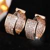 Shiny CZ Zircon Hoop Earrings for Women Gold Color Small Round Circle Earrings Daily Wear Fashion Wedding Jewelry