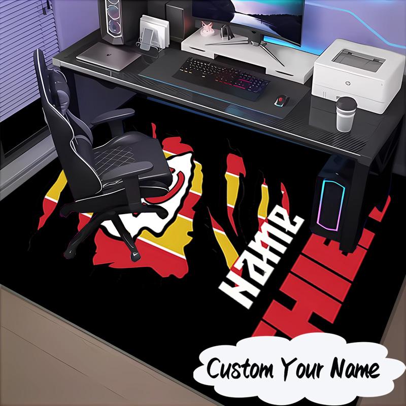 Custom Name Kansas City Fan Gear Rug for Living Room, Game Rooms, Office, Bedroom, Floor Mat Playful Design, fan gifts Christmas decor