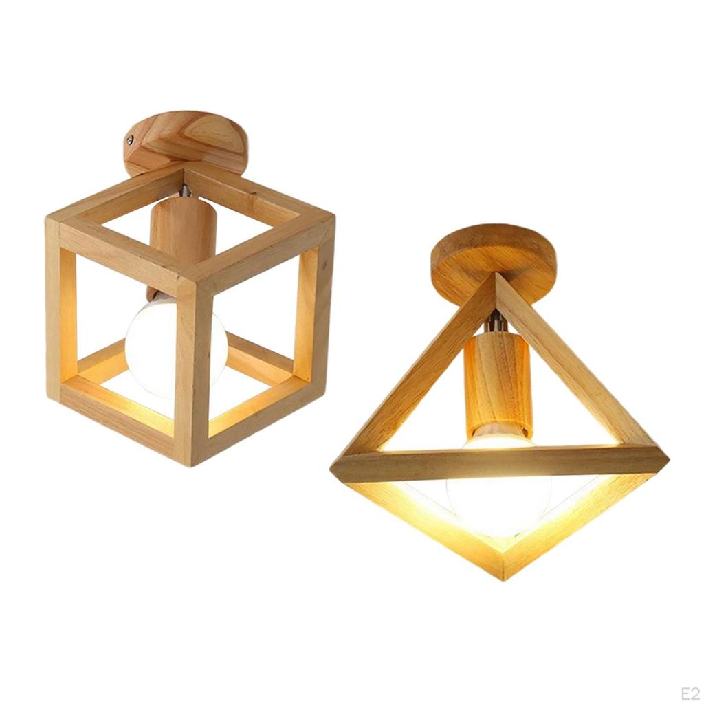 Современный светодиодный потолочный светильник E27 Cage Semi Flush Mount Wooden Lamp для коридора отеля Aisle