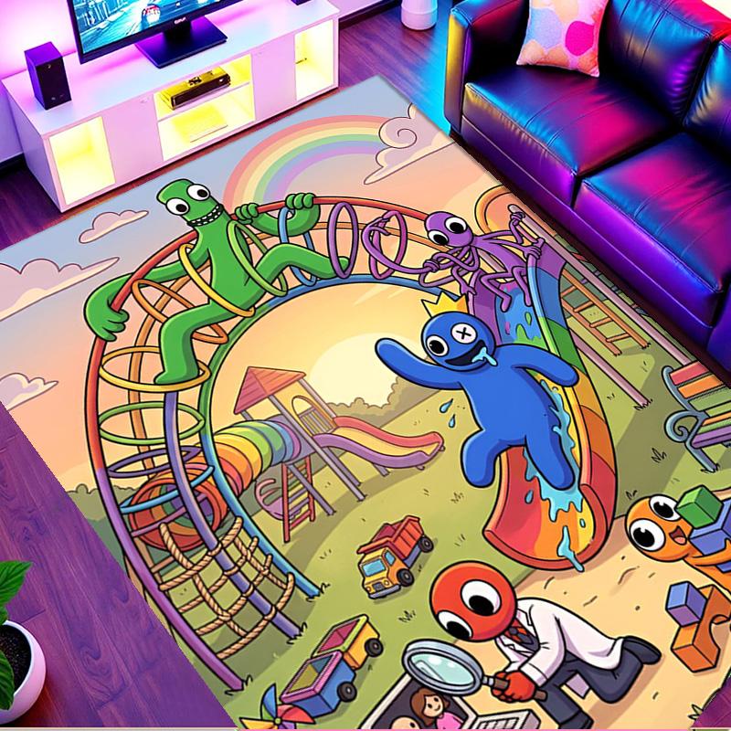 Game Rainbow Friends Print Rug, Washable Floor Carpet, For Entryway Dorm Laundry Room Office Study, Home Decor Birthday Christmas Gift
