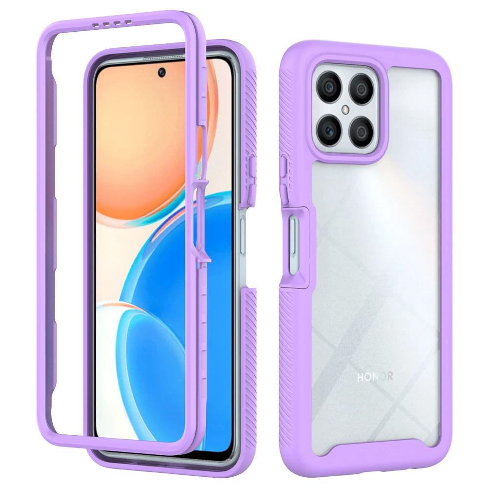 Прочный бронированный ударопрочный чехол для телефона для Honor X8 X8a X6 4G 70 Lite Мягкий ТПУ каркас Жесткая прозрачная акриловая задняя крышка