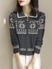 Women's Fair Isle Retro Knit Cardigan with Zippered Lapel - 2026 Spring/Autumn Collection.