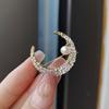 2023 New Classic Rhinestone Moon Pearl Brooches For Women Luxury Designer Pins Brooch For Clothes Dress Accessories