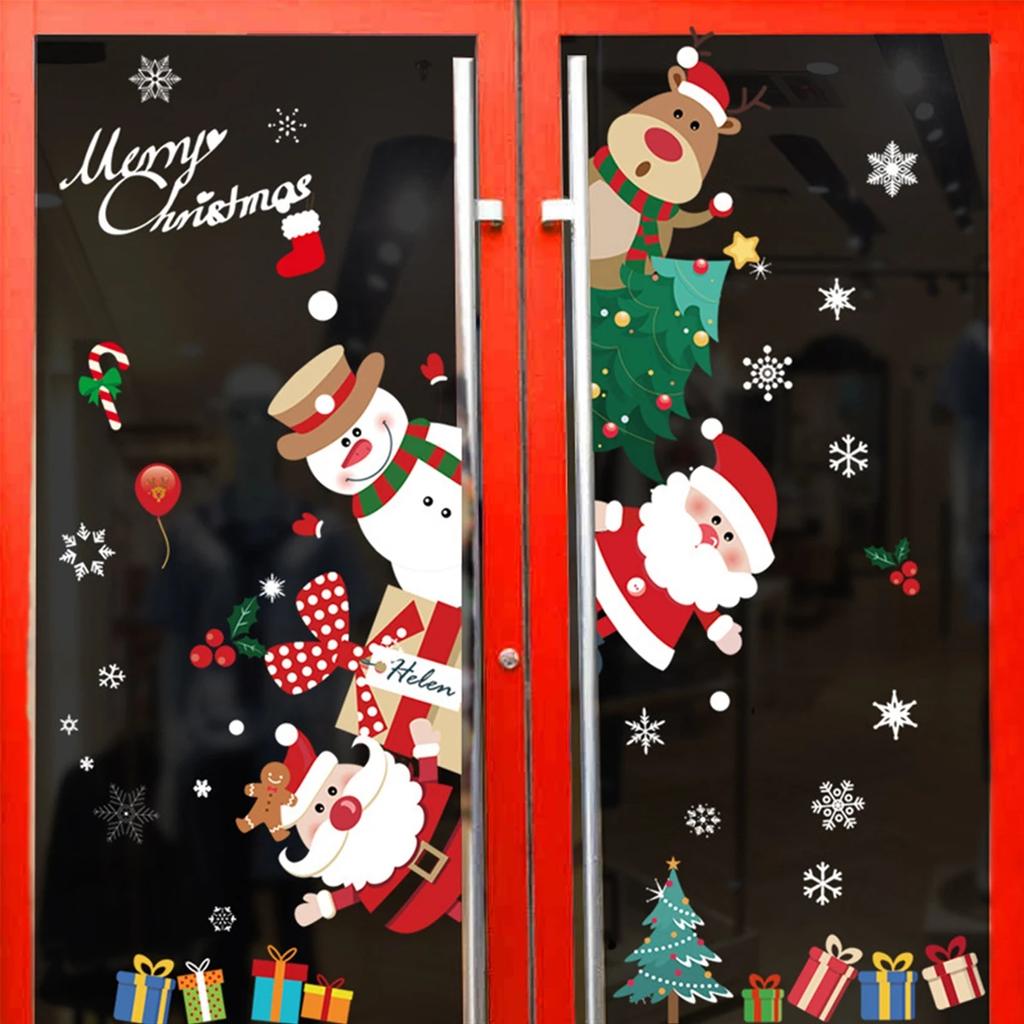 Christmas Window Sticker Merry Christmas Decorations For Home 2025 Cristmas Ornament Xmas Navidad New Year 2025 Natal Gifts