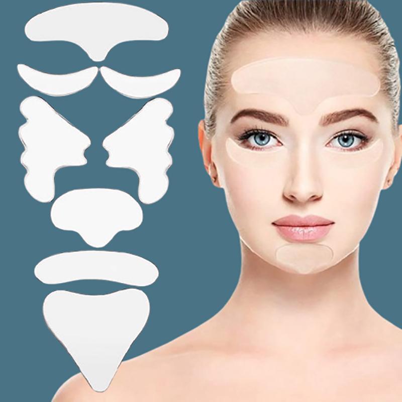 8 шт. многоразовые силиконовые пластыри силиконовые наклейки для удаления морщин лицо лоб шея глаза наклейки подушечки грудь пластыри уход за кожей