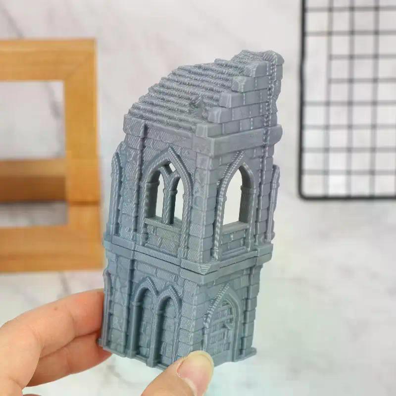 3D-печатный готический руины зданий Ландшафт Декорации Неокрашенный Мини-модель здания Набор Для DND Варгейминг Ландшафт Декорации Здание