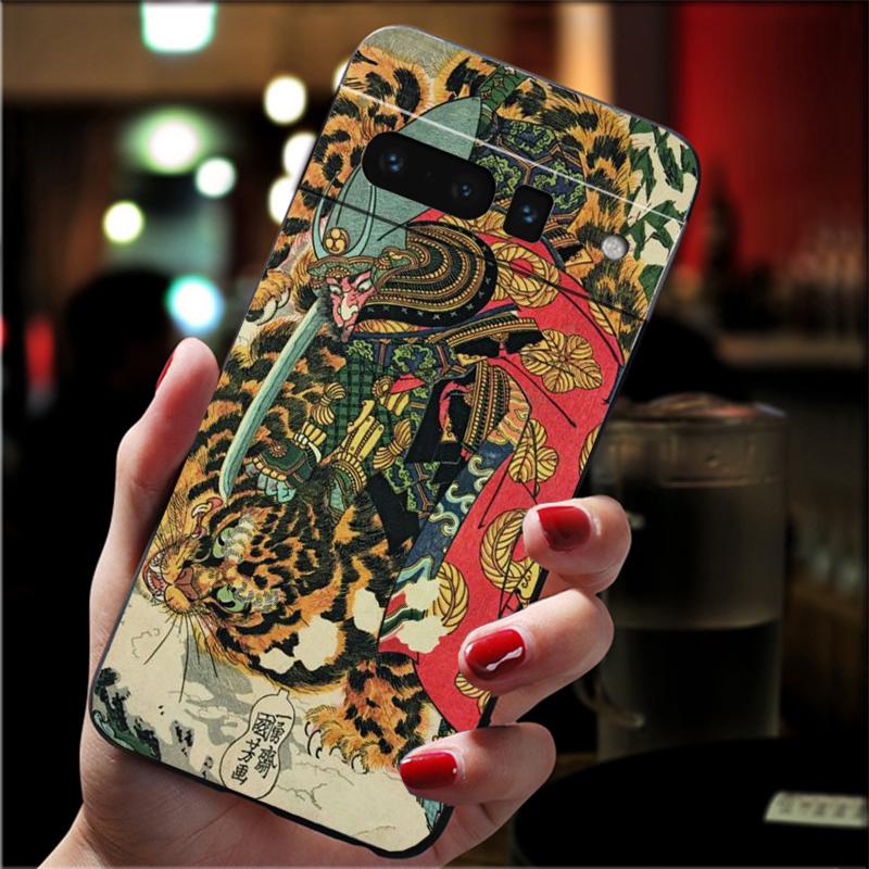 Phone Case For Google Pixel 10 9 Pro XL 9A 8 7 6 Pro Pixel 8A 7A 6A Pixel 8 7 6 5 Japanese ukiyo-e Art Panther leopard Tiger