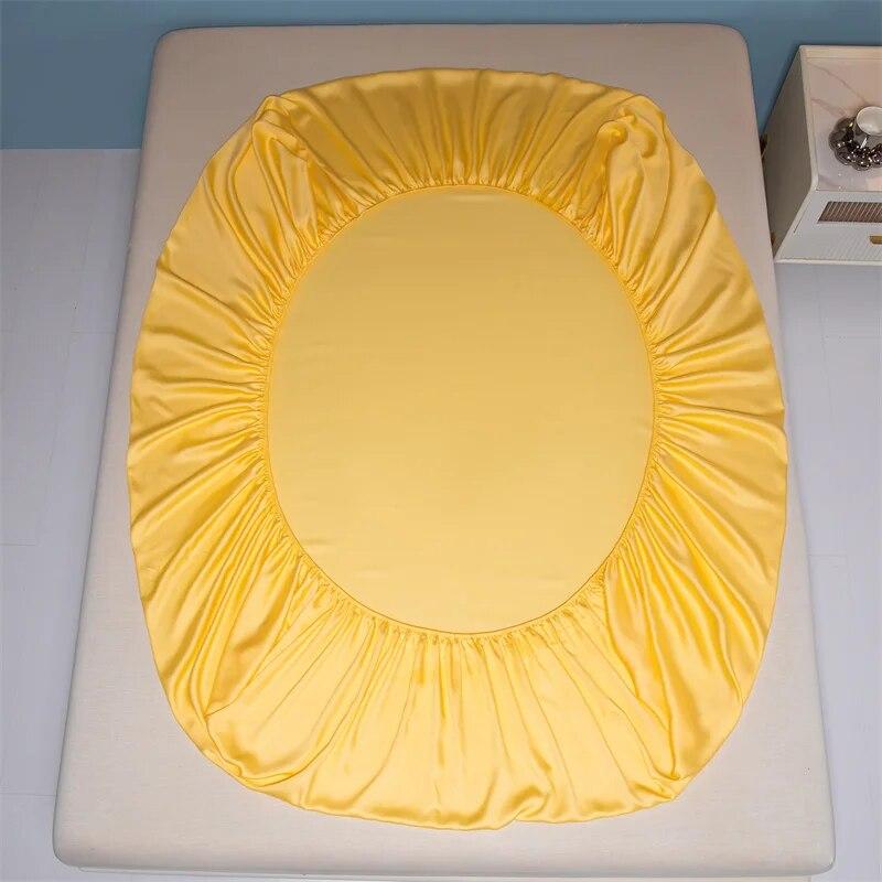 Real Silk Fitted Sheet Natural Mulberry Silk Fitted Sheet Mattress Cover Customized Size Silk Sheet Solid Color Fitted Sheet